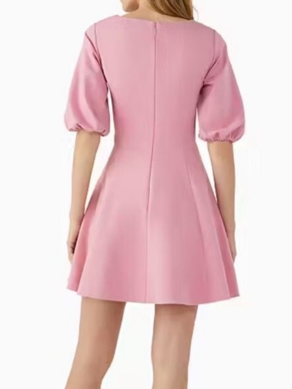 kate spade Blush Pink Square Neck Puff Sleeve Mini Dress - NWOT - Picture 2 of 10